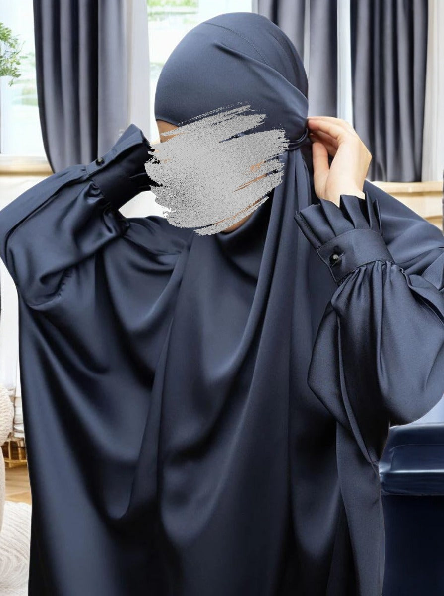 Very Loose and Free Size Jilbab in Firdaus Fabric with Pleated Cuff Sleeves