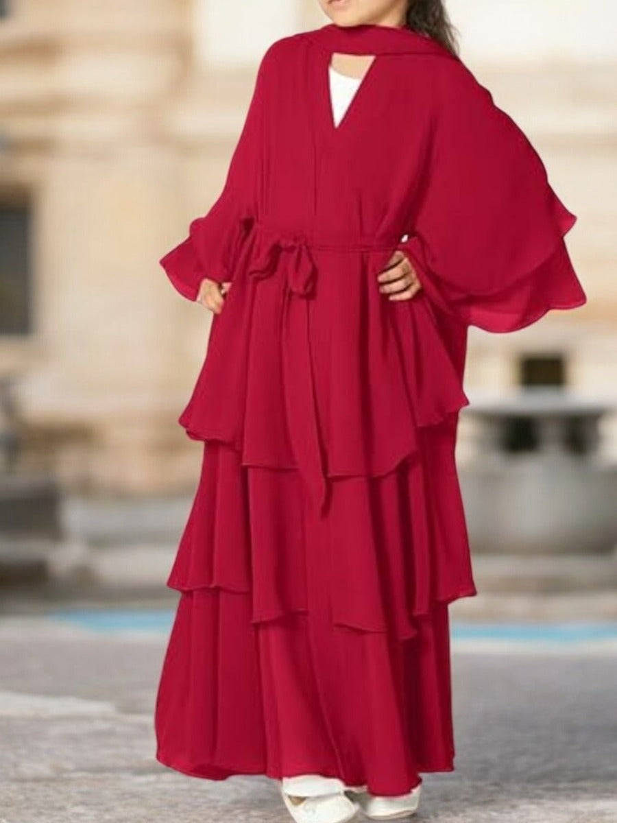 Elegant Front-Open Georgette Abaya for Kids