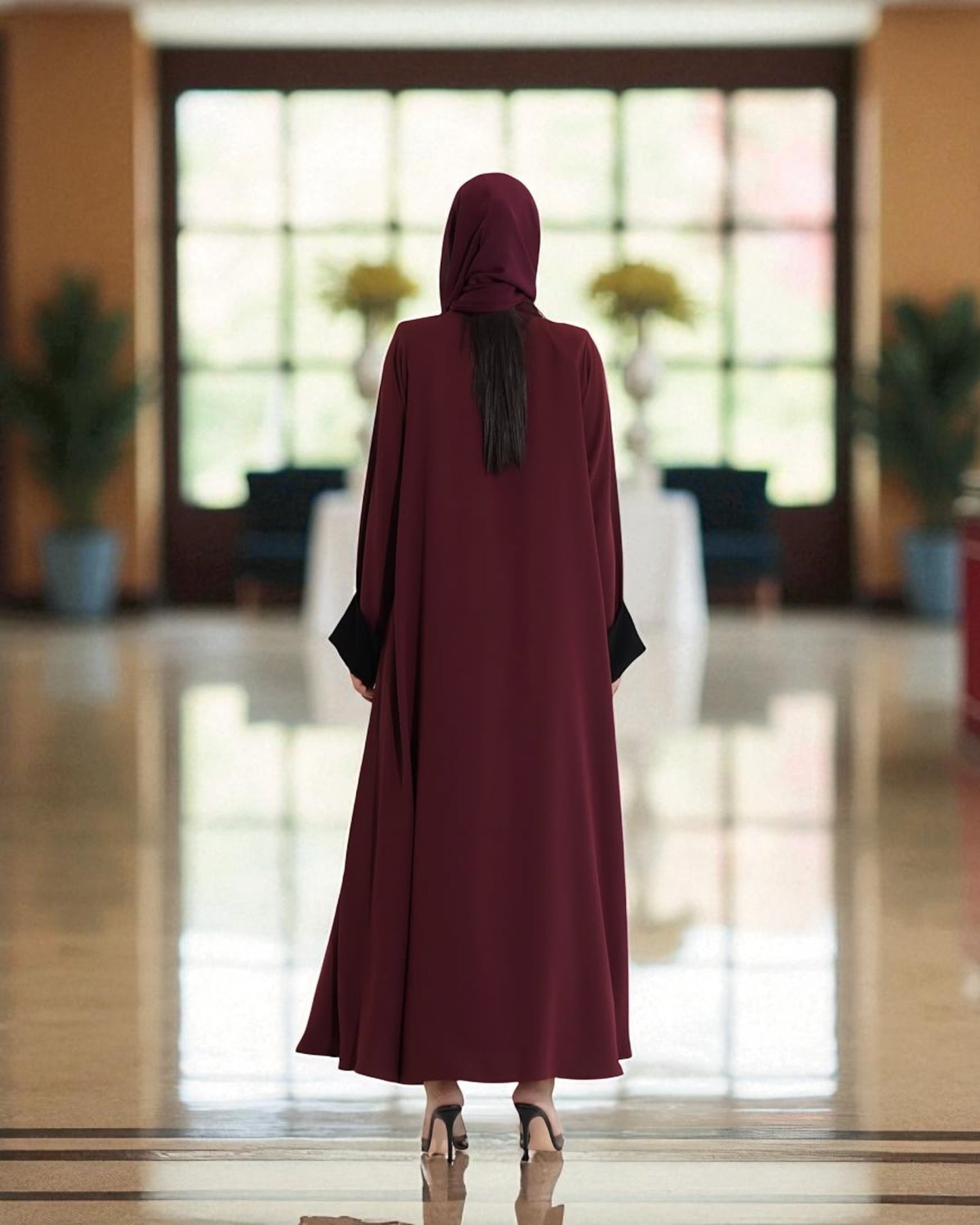 Elegant Double-Breasted Coat Style Abaya with Lapel Collar