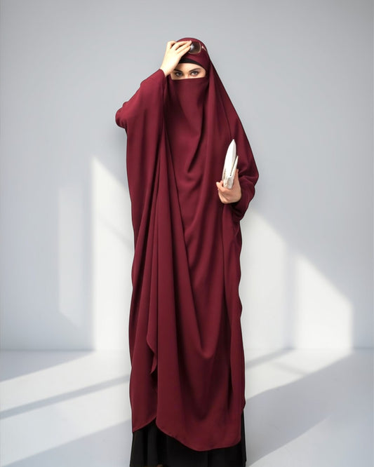 Full Length- Single Piece Jilbab With Adjustable Mouthpiece in Firdaus Fabric