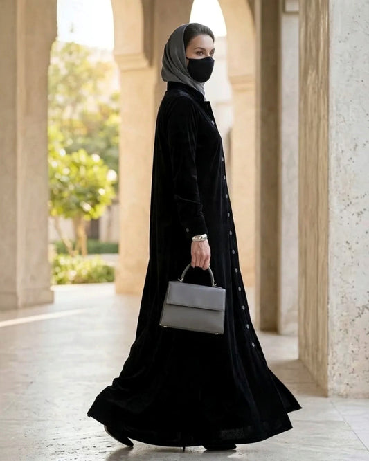 Elegant Winter Abaya with Tailored Cuffs