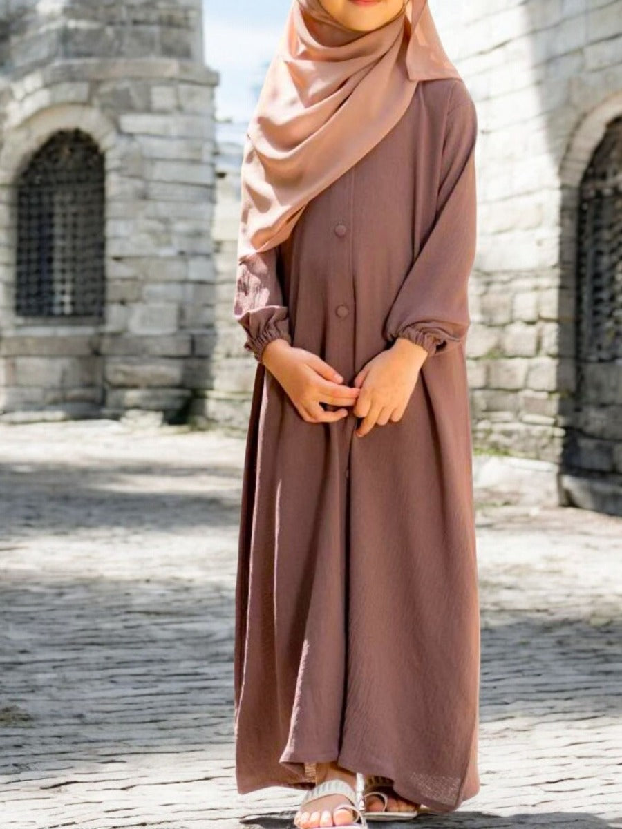 Front Open Abaya in Premium CYE Crush Fabric for Kids and Girls