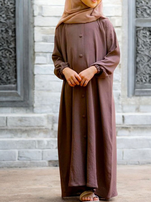 Front Open Abaya in Premium CYE Crush Fabric for Kids and Girls