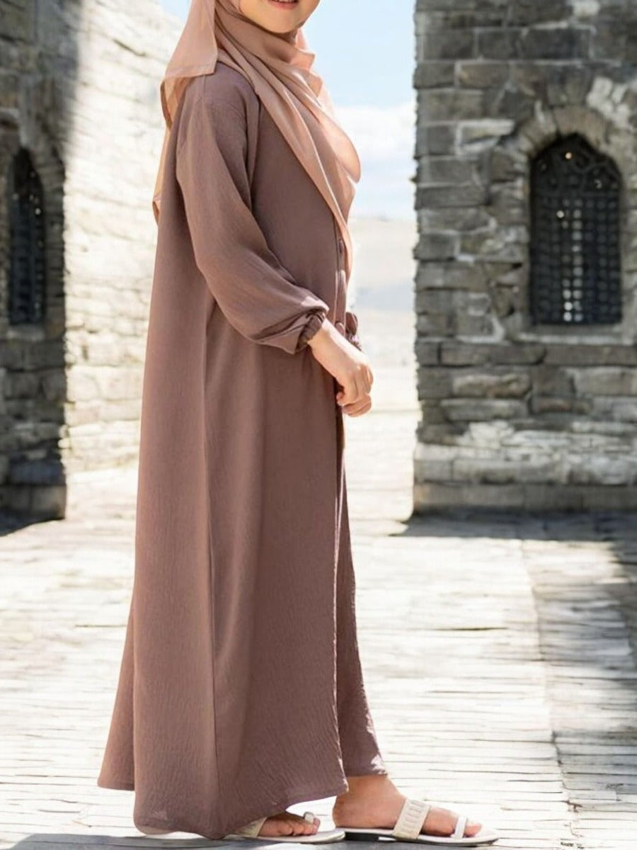 Front Open Abaya in Premium CYE Crush Fabric for Kids and Girls