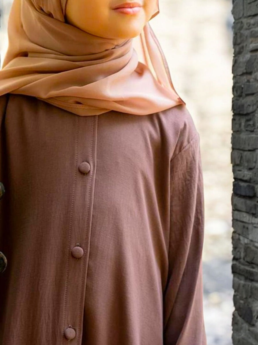 Front Open Abaya in Premium CYE Crush Fabric for Kids and Girls