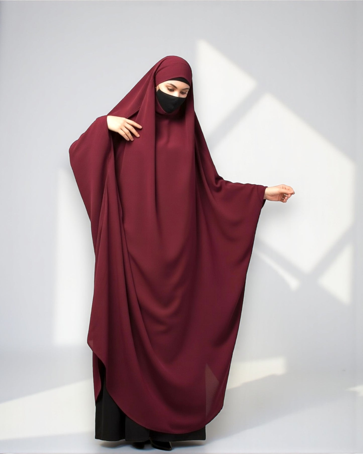 Full Length- Single Piece Jilbab With Adjustable Mouthpiece in Firdaus Fabric