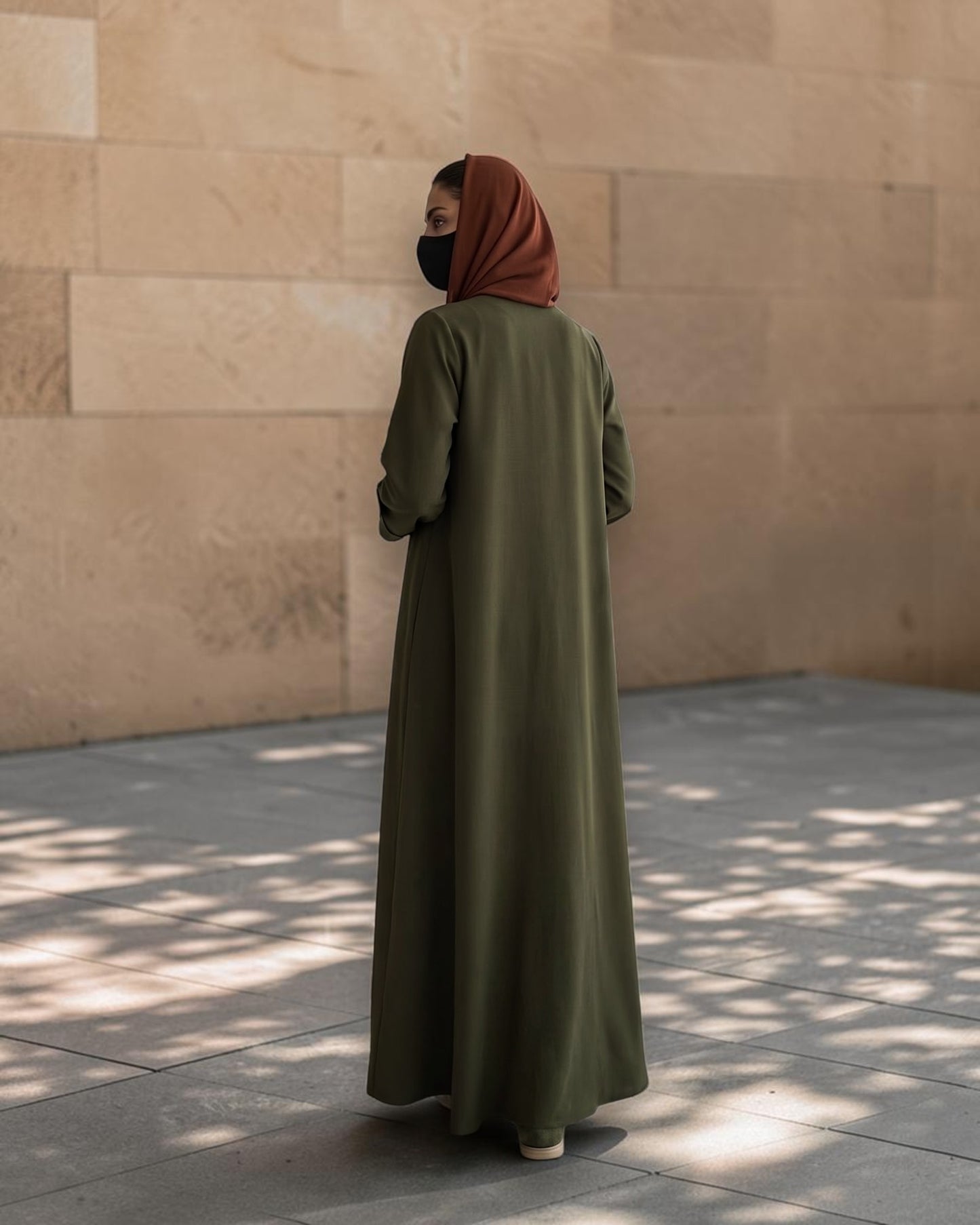 Open Abaya Shrug with Hijab & Optional Inner | open-abaya-shrug| Dark Olive