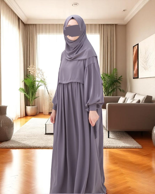 Maternity Firdaus Fabric Abaya with Full Zipper & Complimentary Hijab