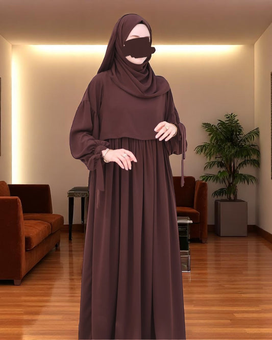 Maternity Firdaus Fabric Abaya with Full Zipper & Complimentary Hijab