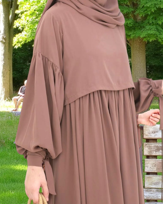 Maternity Firdaus Fabric Abaya with Full Zipper & Complimentary Hijab