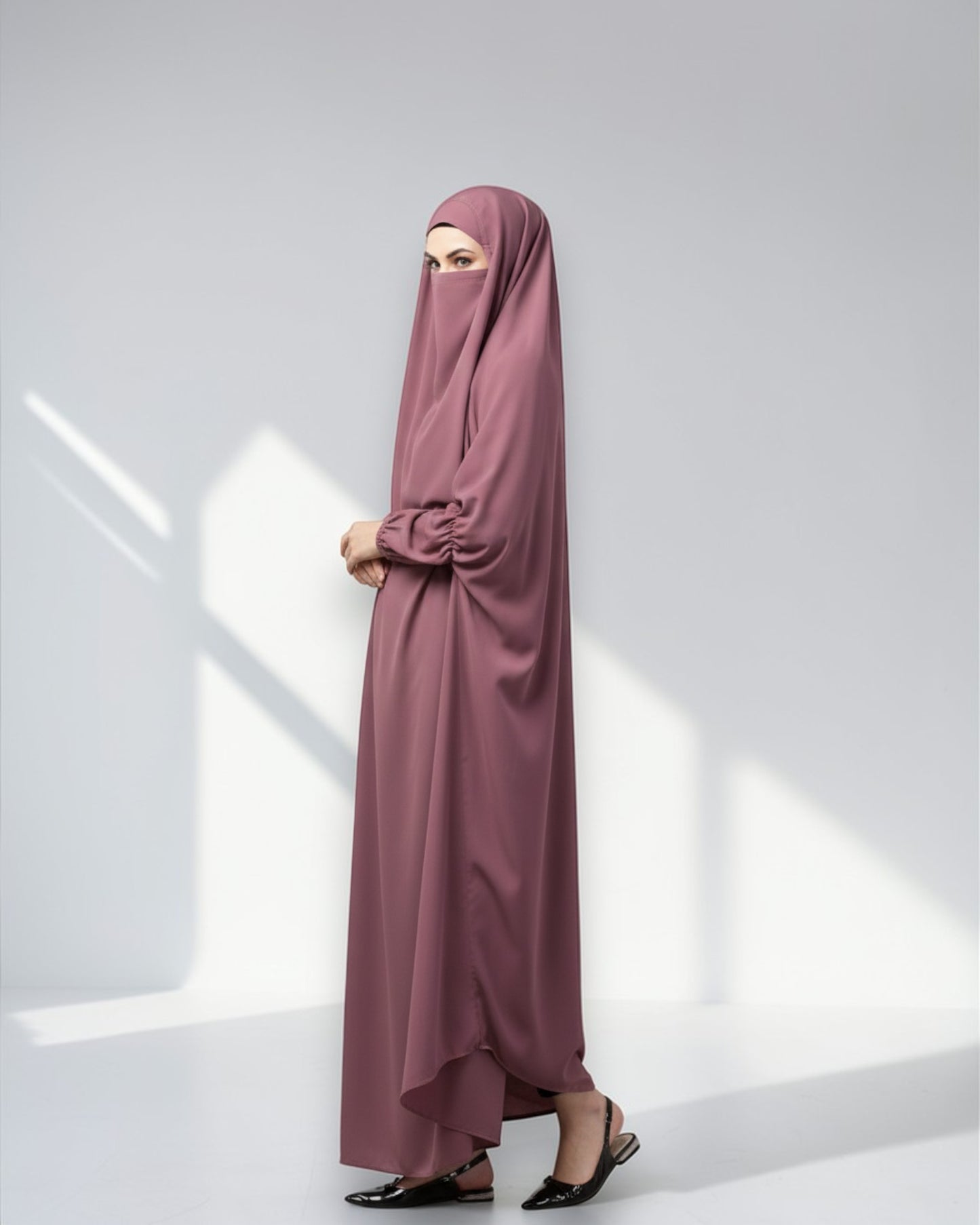 Full Length- Single Piece Jilbab With Adjustable Mouthpiece in Firdaus Fabric