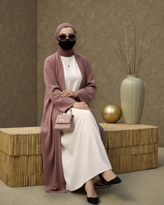 Premium Open Abaya Set for Women with Inner Dress and Matching Hijab