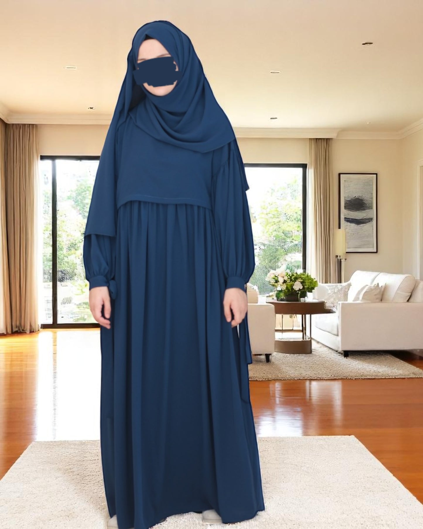 Maternity Firdaus Fabric Abaya with Full Zipper & Complimentary Hijab