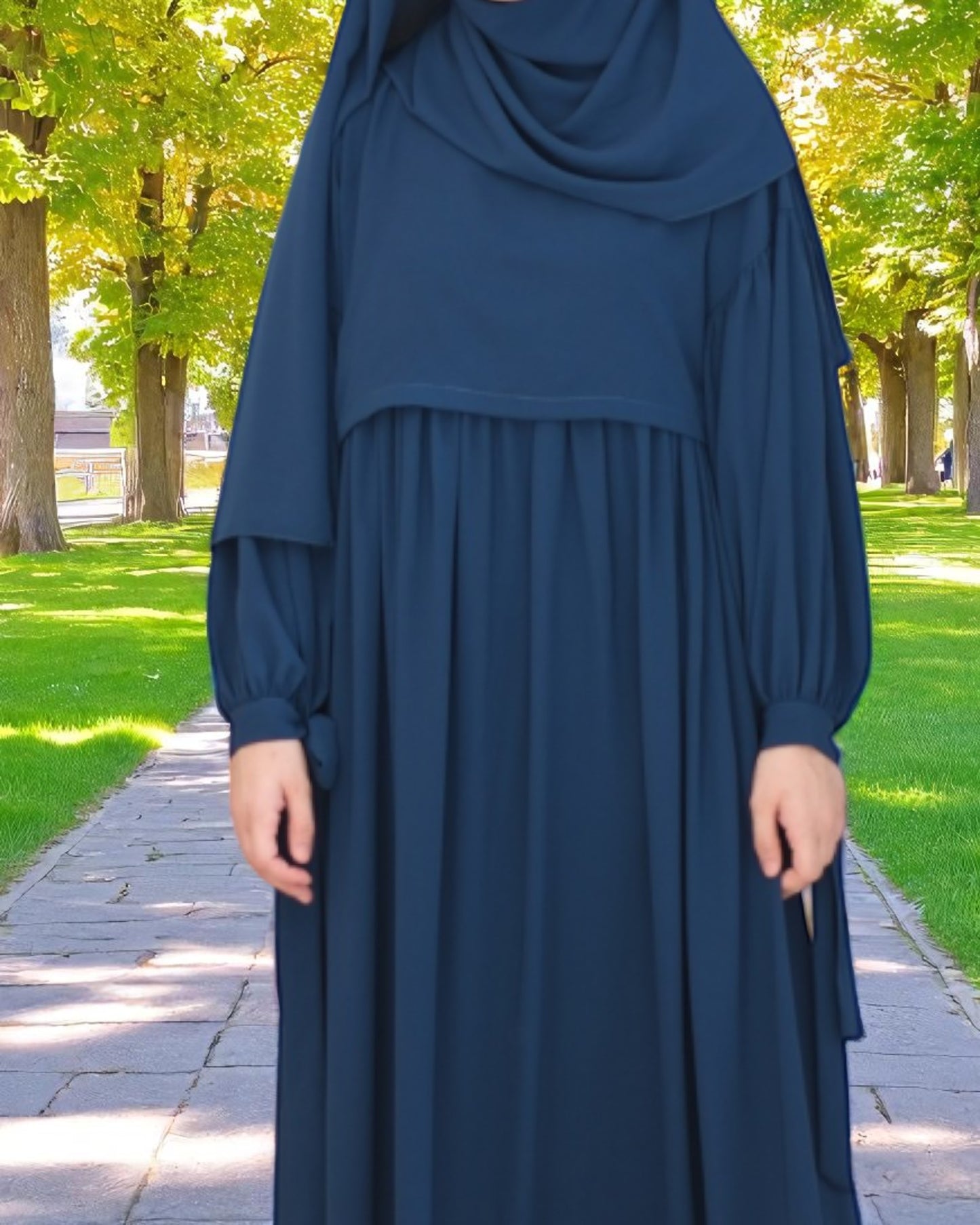 Maternity Firdaus Fabric Abaya with Full Zipper & Complimentary Hijab
