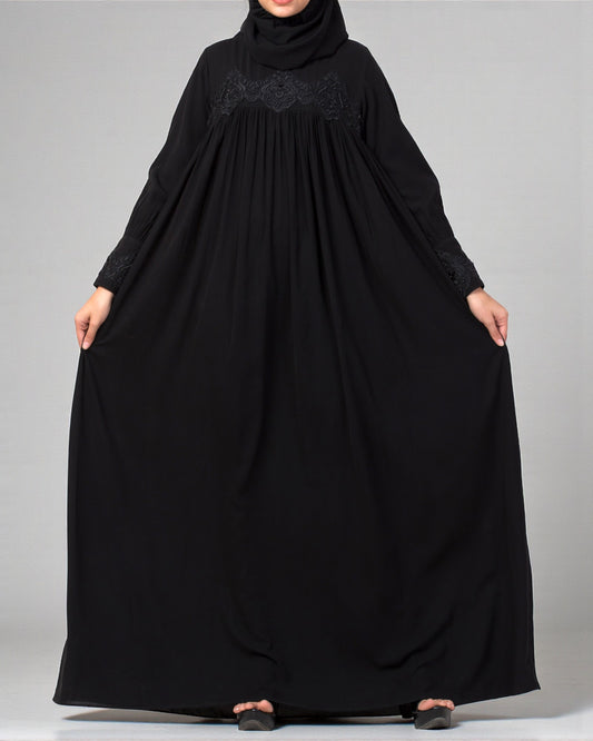 Lose Fit Abaya Like Dress With Pearl Lace Work-Medium