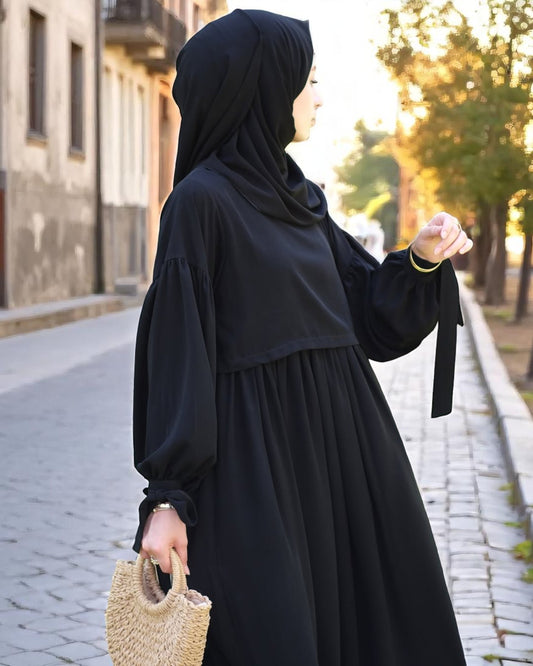 Maternity Firdaus Fabric Abaya with Full Zipper & Complimentary Hijab