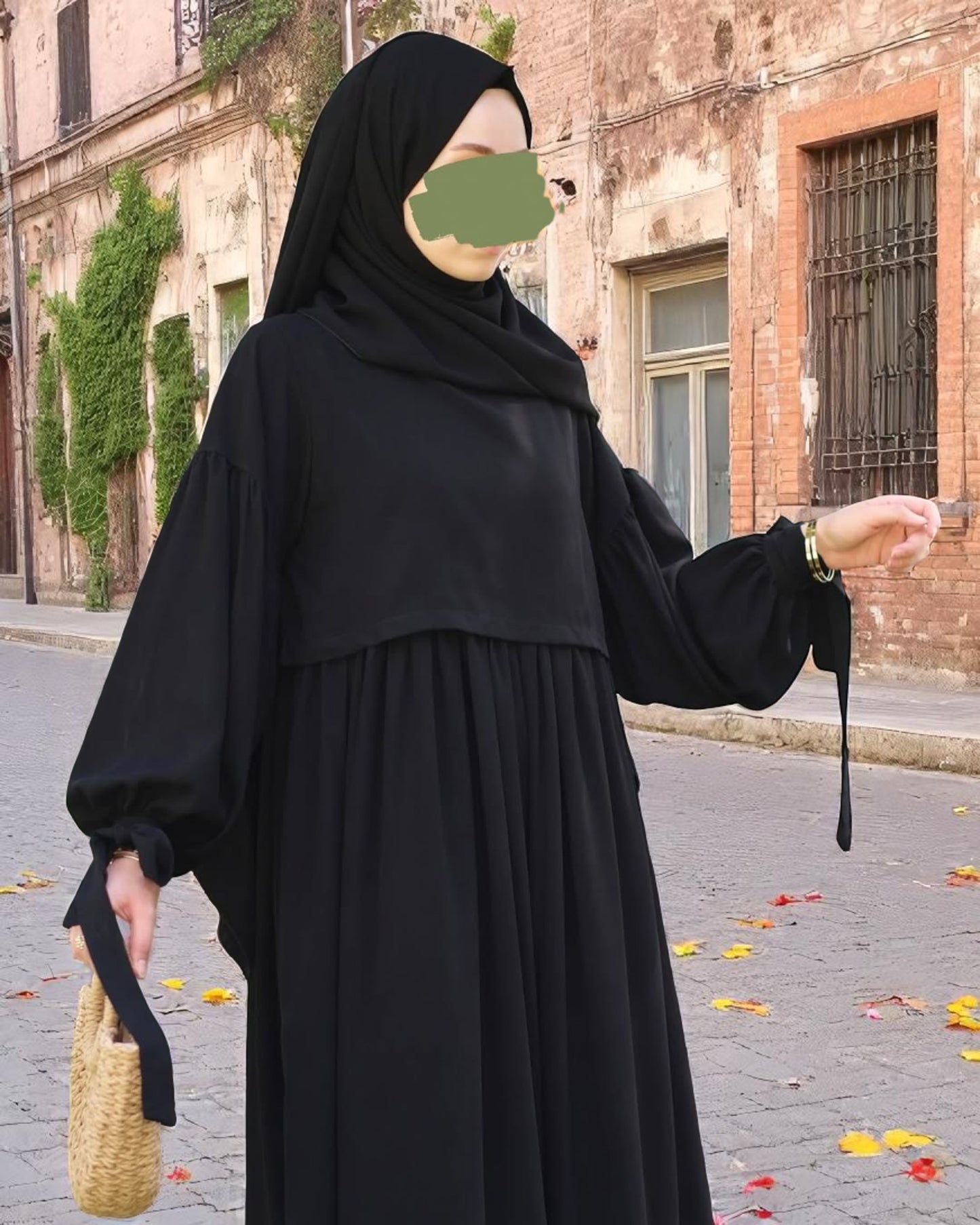 Maternity Firdaus Fabric Abaya with Full Zipper & Complimentary Hijab