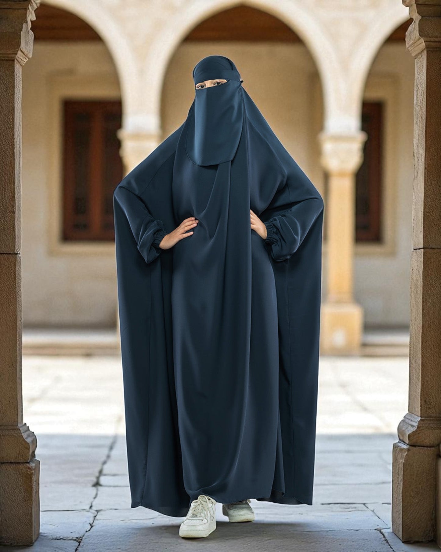 Firdaus Fabric Free Size Single Piece Jilbab with Nose Piece