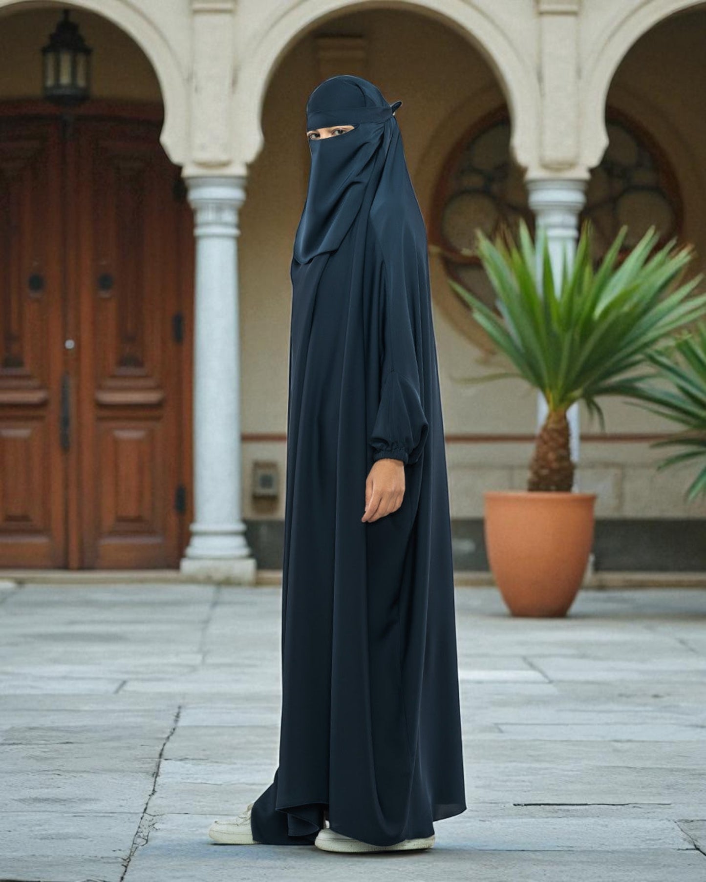 Firdaus Fabric Free Size Single Piece Jilbab with Nose Piece