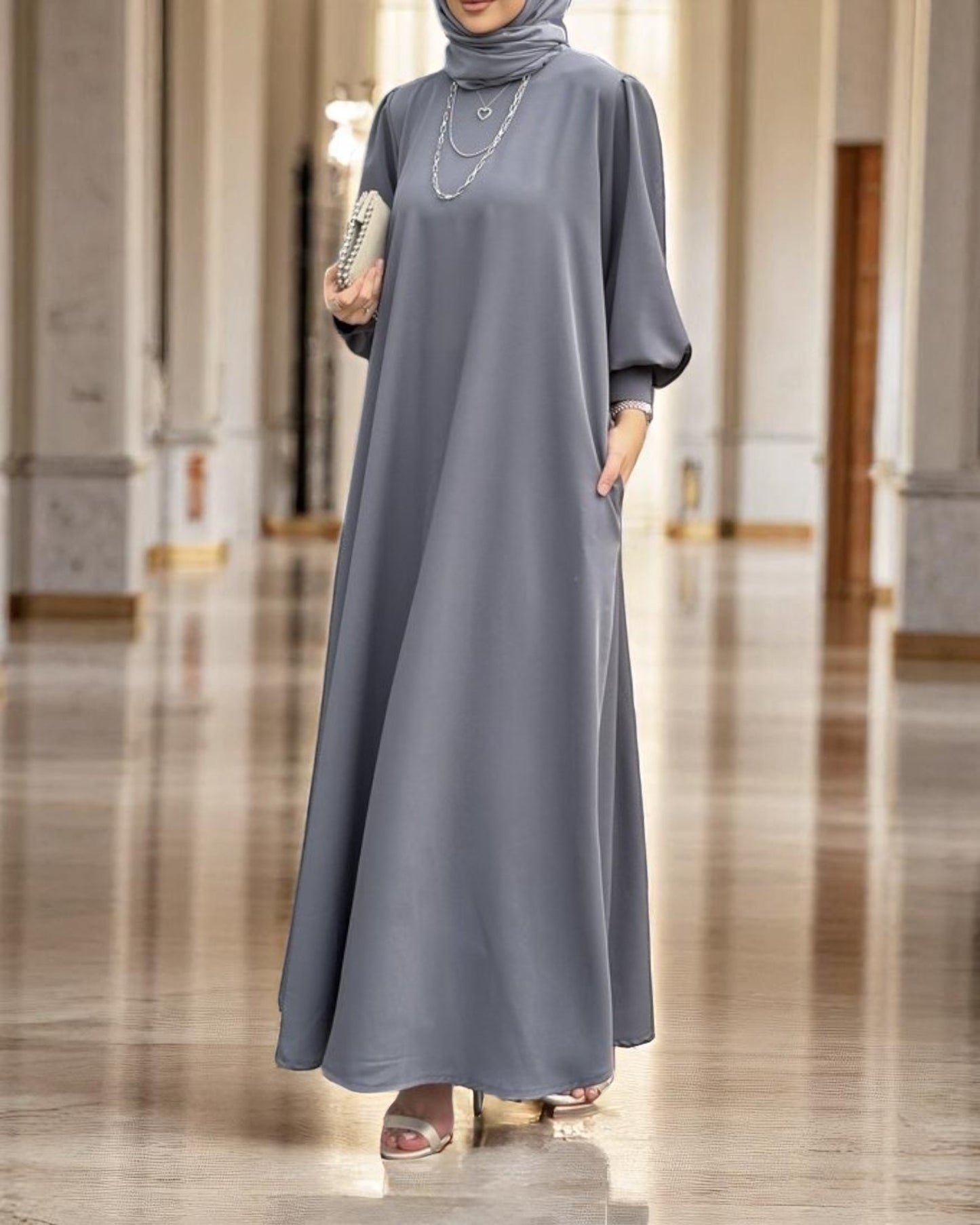 Simple Yet Elegant Abaya in Premium Praada Fabric with Cuff Sleeves and Matching Belt