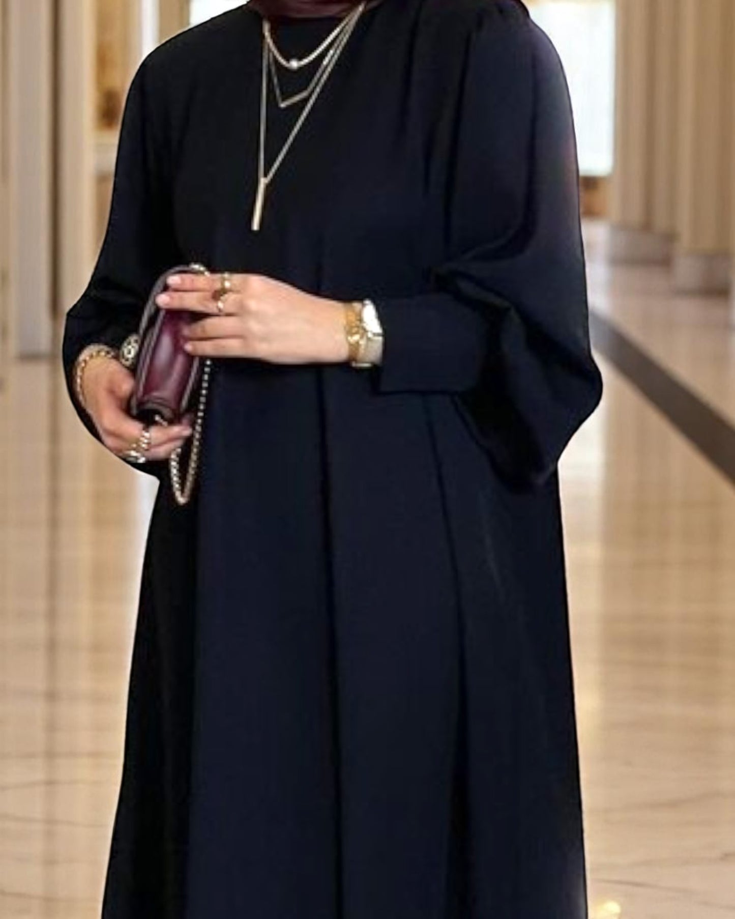 Simple Yet Elegant Abaya in Premium Praada Fabric with Cuff Sleeves and Matching Belt