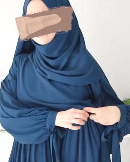 Maternity Firdaus Fabric Abaya with Full Zipper & Complimentary Hijab