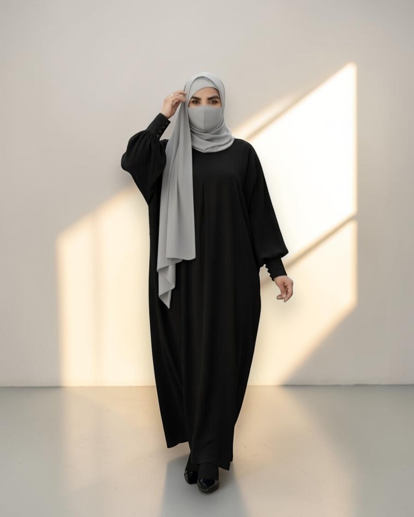 Black Kaftan Abaya with Cuff Sleeves