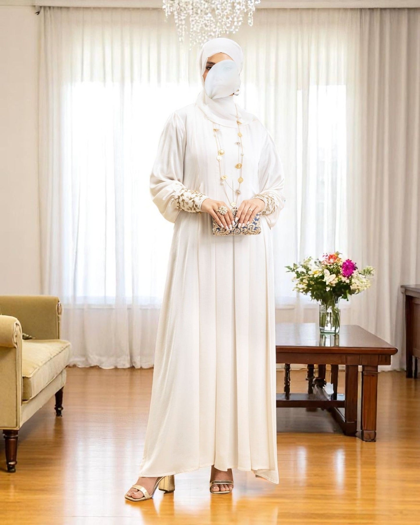 Designer Umbrella Flare Abaya with Handwork Embellishments