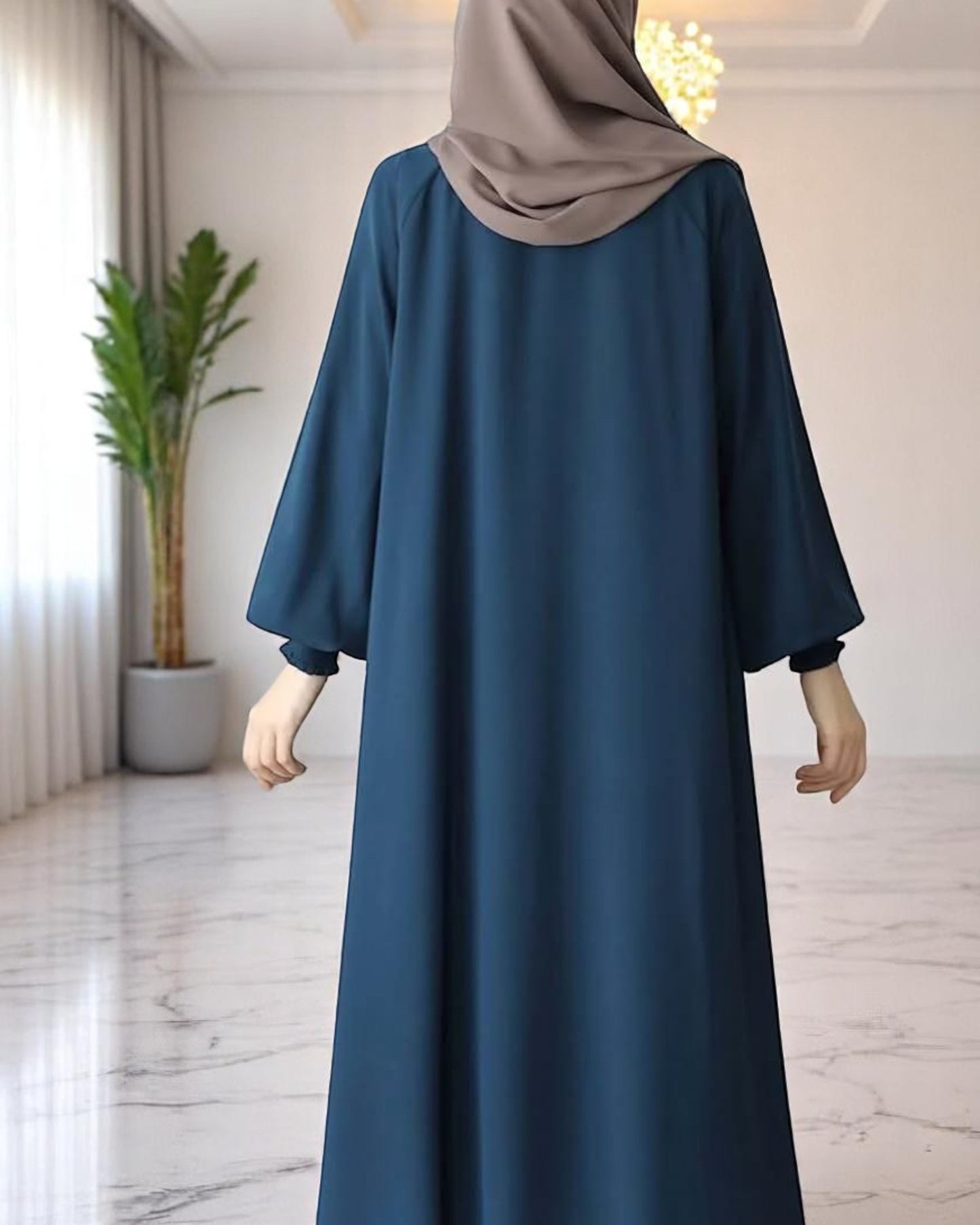 Front Open Abaya with Zipper Opening, Umbrella Flare and Matching Belt