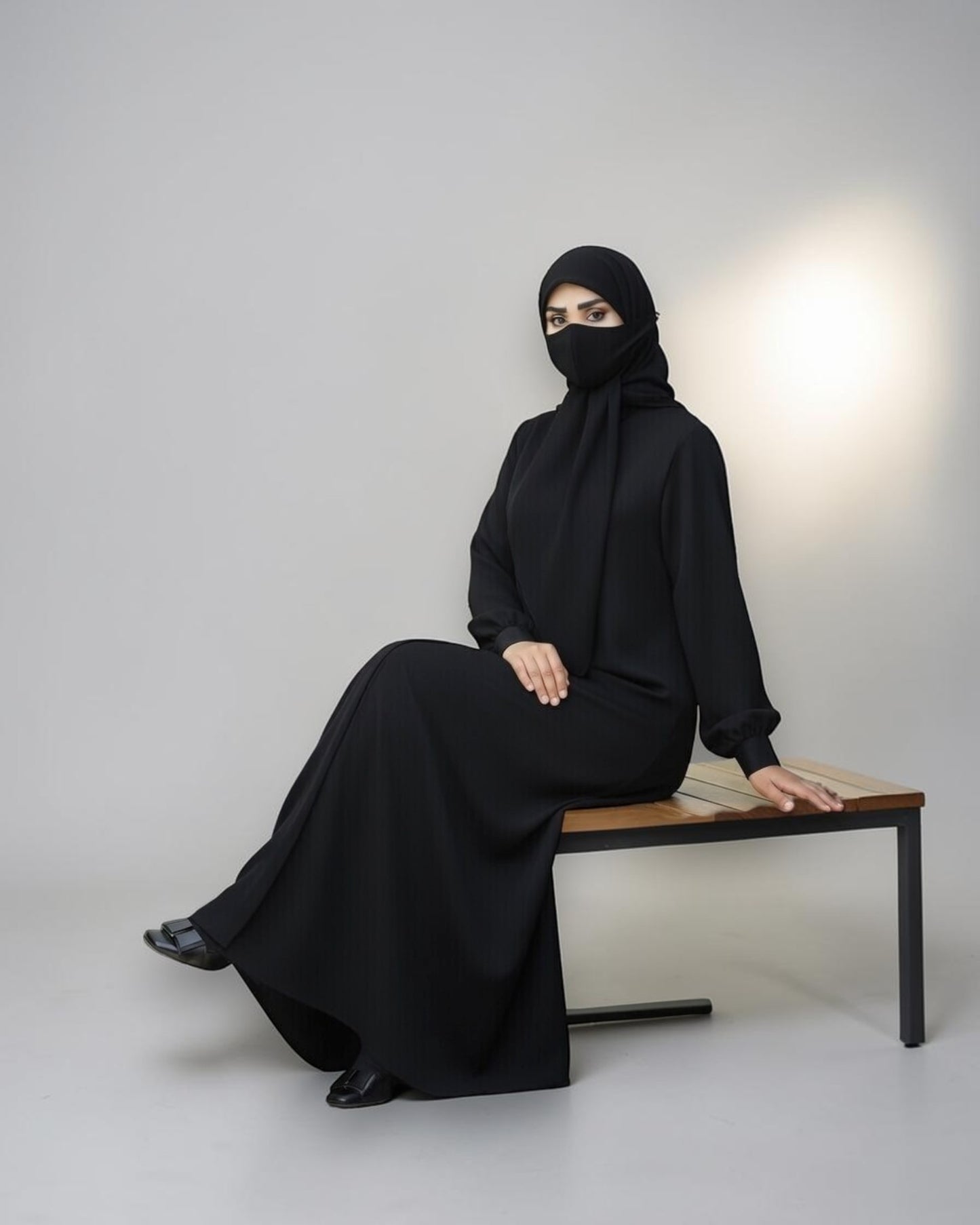 Black Abaya for Women with Mandarin Collar
