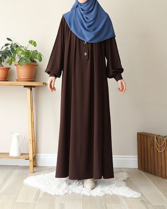 Turkish Style Closed Abaya with Balloon Sleeves