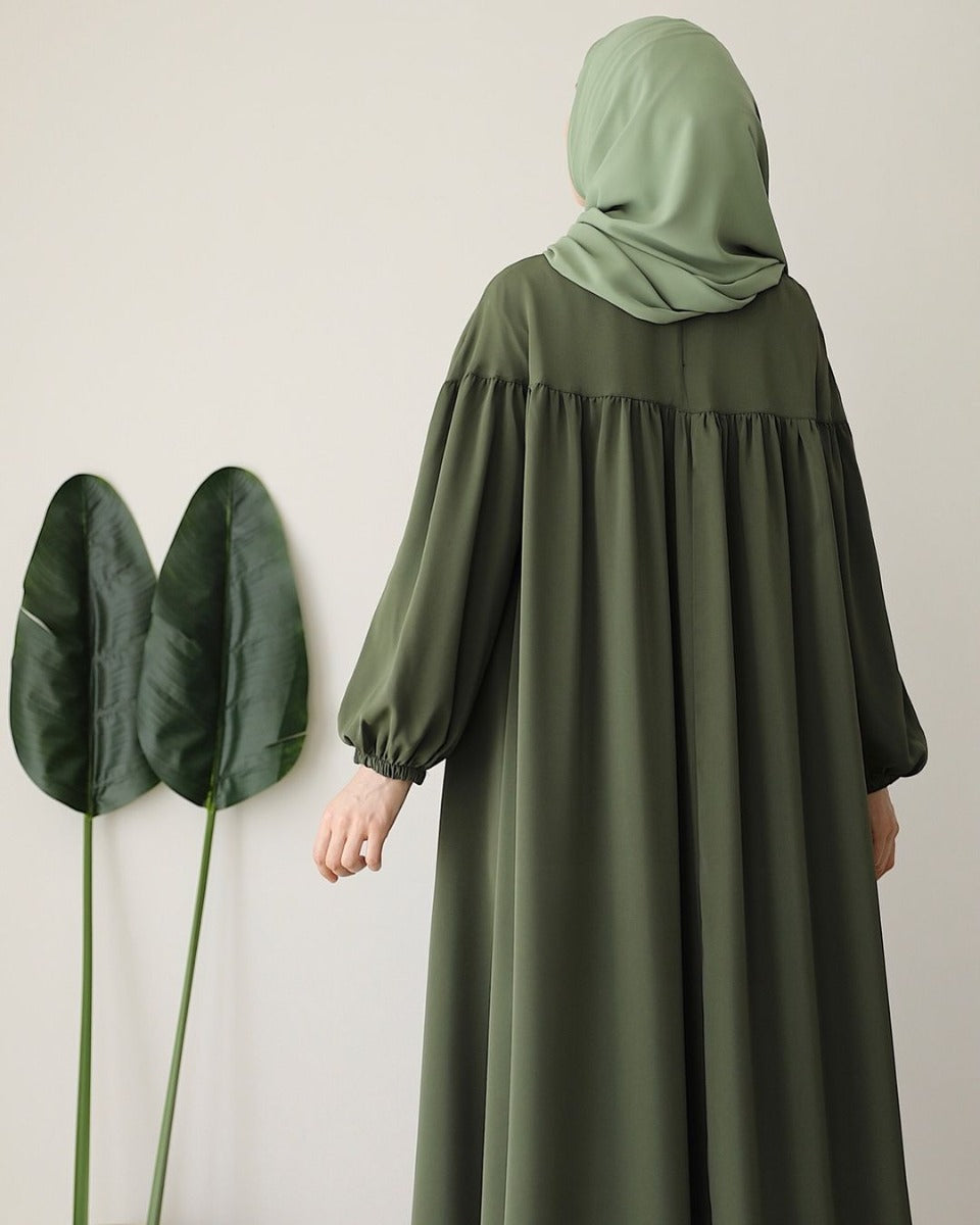 Designer Turkish Style Abaya with Bustline Gathers