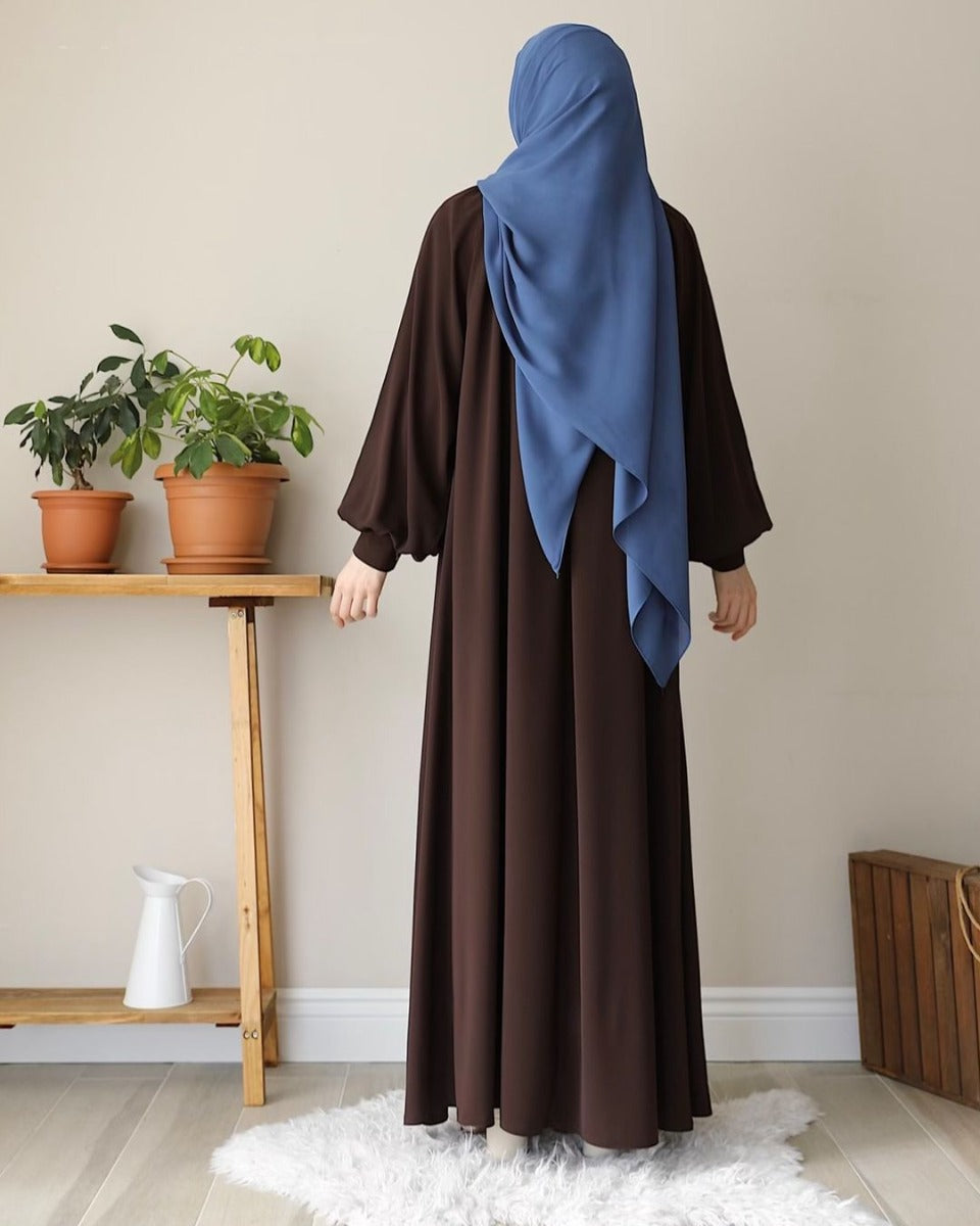 Turkish Style Closed Abaya with Balloon Sleeves