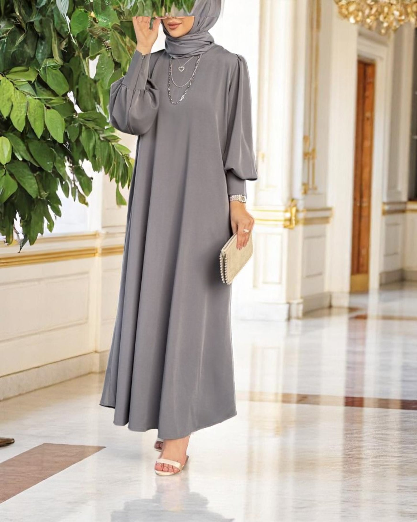 Simple Yet Elegant Abaya in Premium Praada Fabric with Cuff Sleeves and Matching Belt