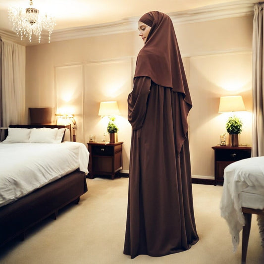 Elegant Loose-Fit Abaya with Short Khimar