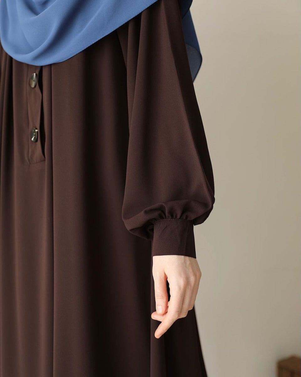 Turkish Style Closed Abaya with Balloon Sleeves