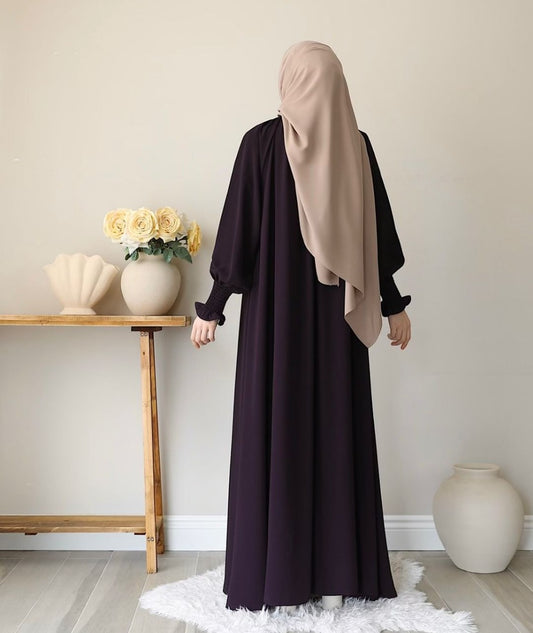 Turkish Style Front-Open Abaya with Full Zipper
