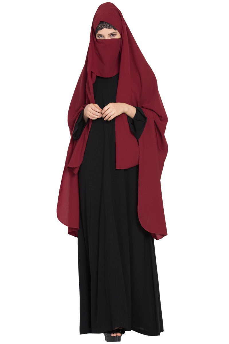 Irani Chadar with Detachable Nose Piece-Made in Nida Matt-Maroon