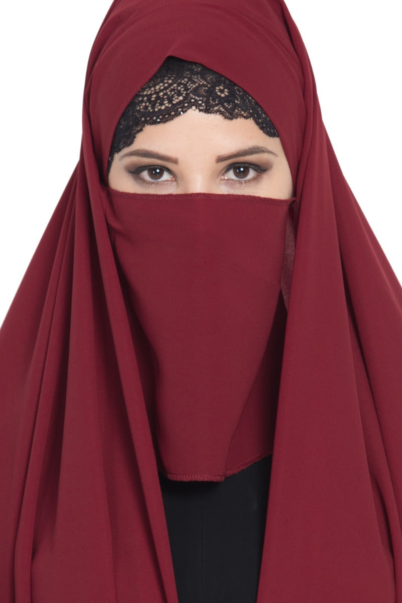 Irani Chadar with Detachable Nose Piece-Made in Nida Matt-Maroon