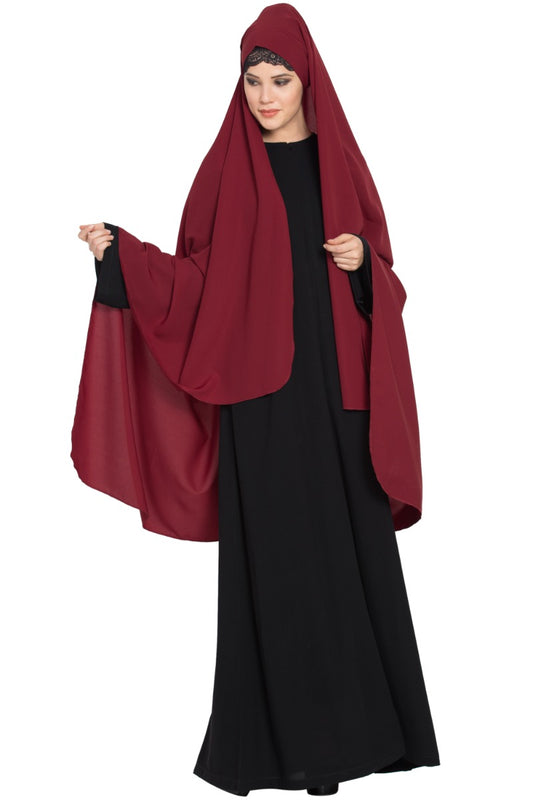 Irani Chadar with Detachable Nose Piece-Made in Nida Matt-Maroon