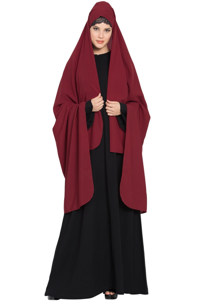 Irani Chadar with Detachable Nose Piece-Made in Nida Matt-Maroon