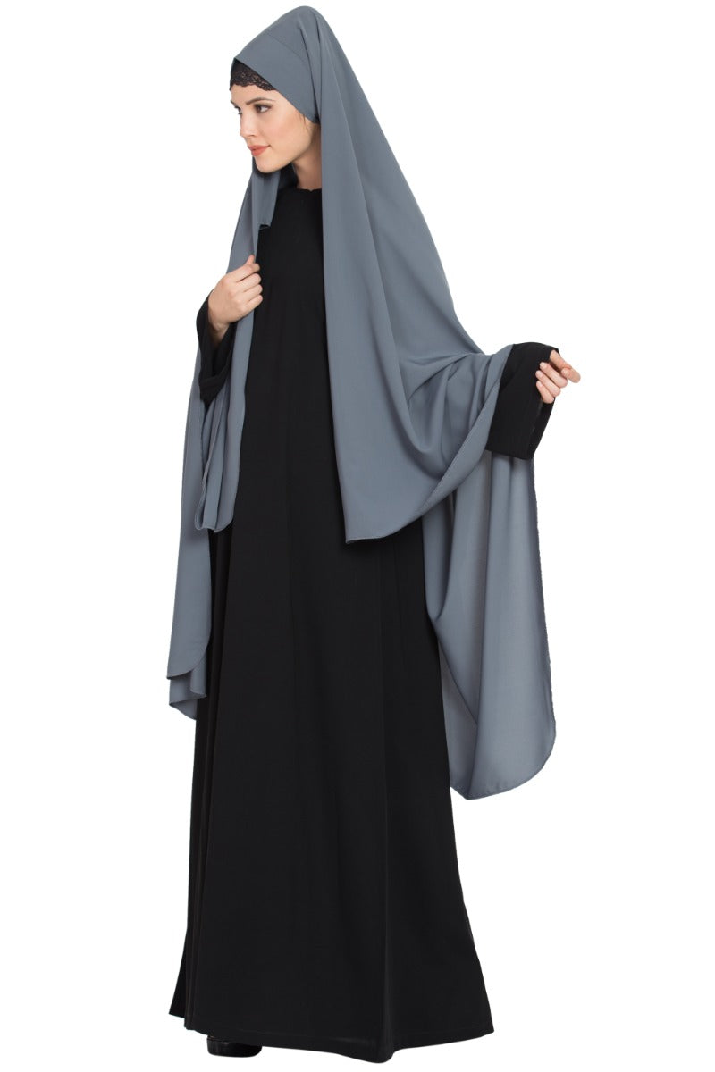 Irani Chadar with Detachable Nose Piece-Made in Nida Matt-Grey