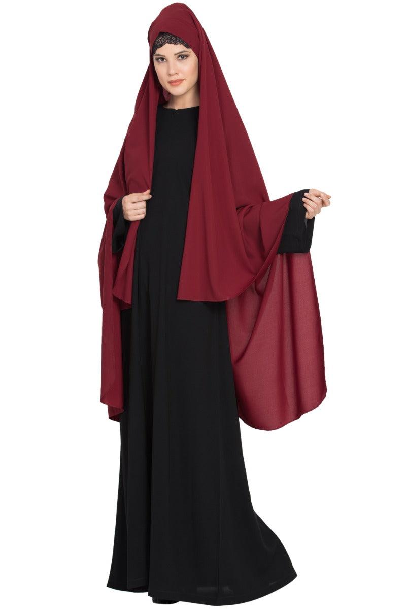 Irani Chadar with Detachable Nose Piece-Made in Nida Matt-Maroon