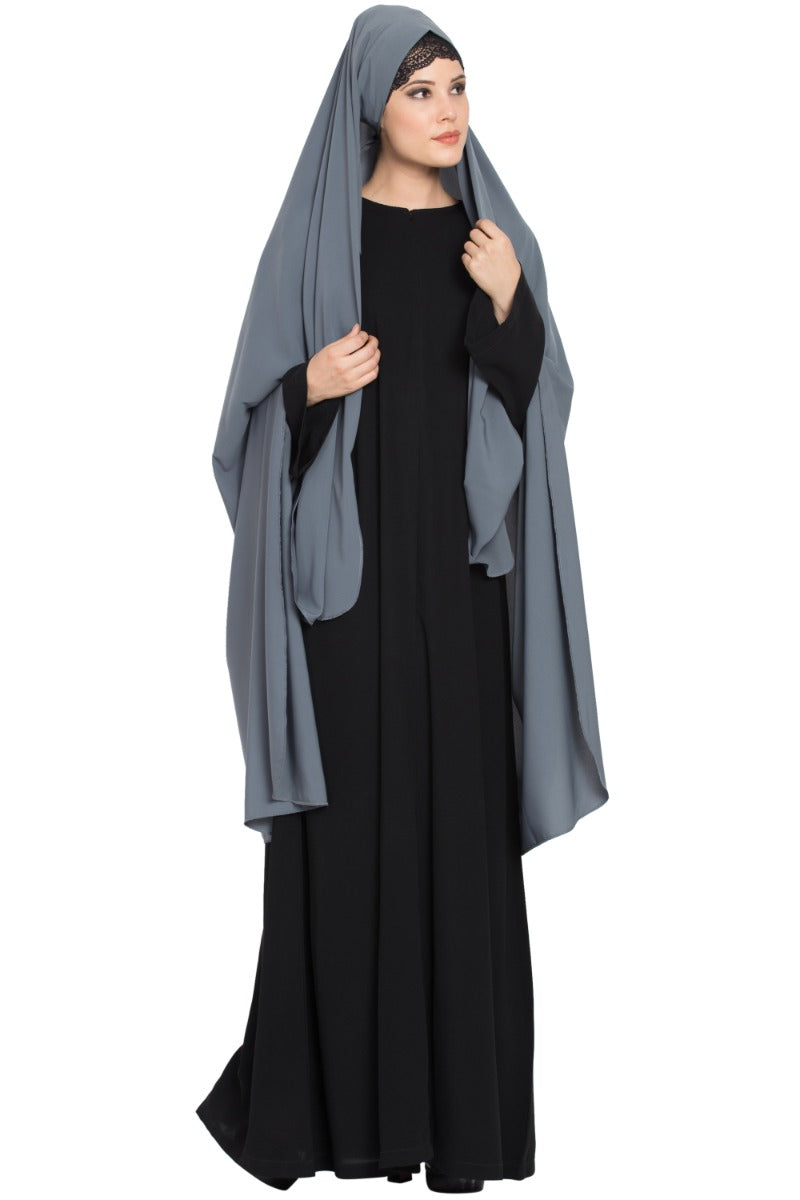 Irani Chadar with Detachable Nose Piece-Made in Nida Matt-Grey