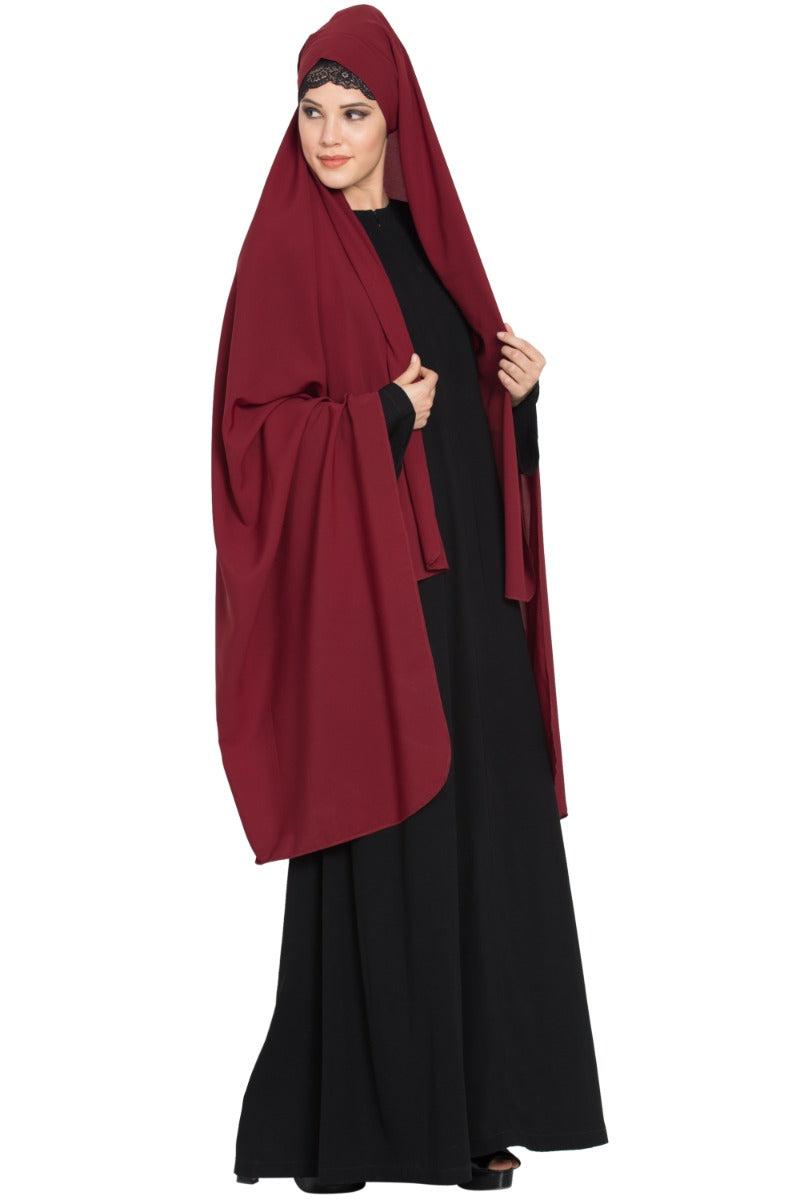 Irani Chadar with Detachable Nose Piece-Made in Nida Matt-Maroon