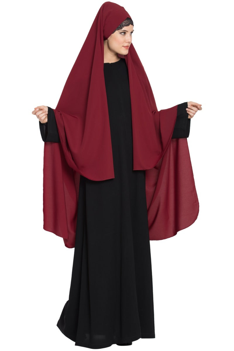 Irani Chadar with Detachable Nose Piece-Made in Nida Matt-Maroon
