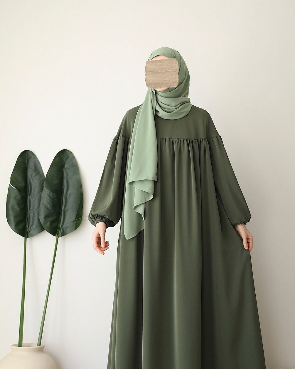 Designer Turkish Style Abaya with Bustline Gathers