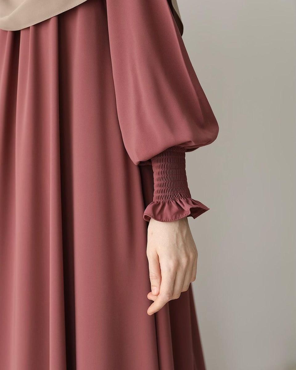 Designer Turkish Style Abaya with Gathered Neckline