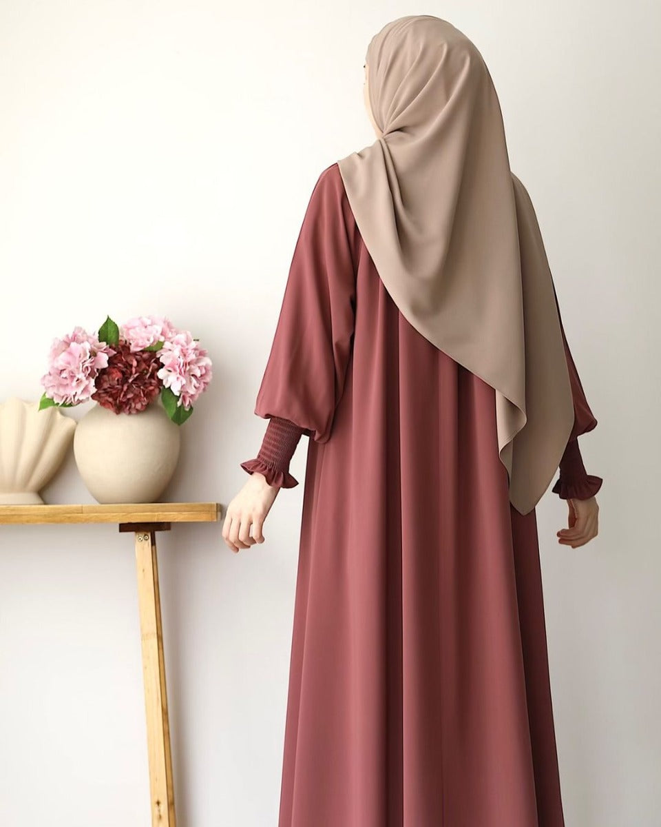 Designer Turkish Style Abaya with Gathered Neckline