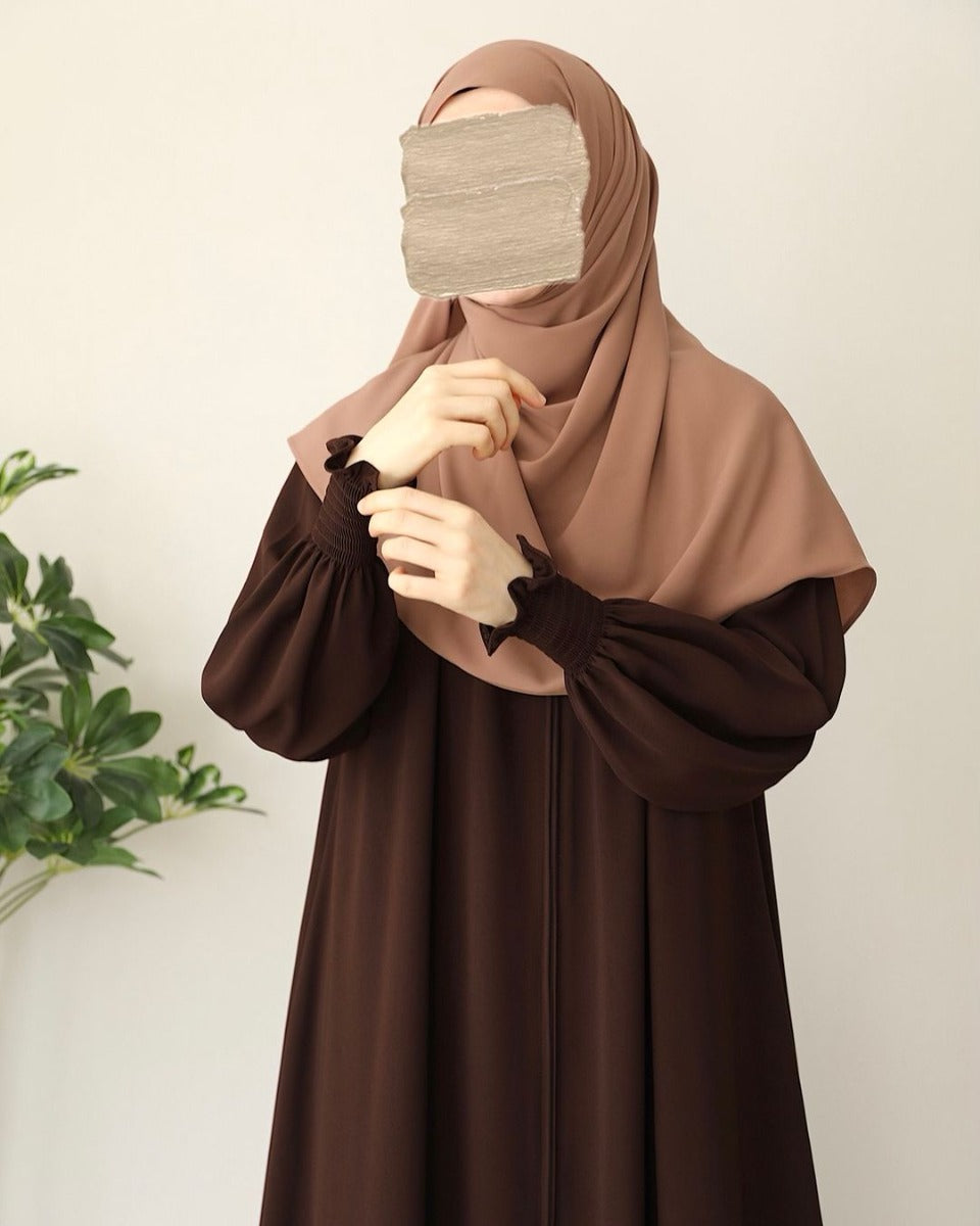 Turkish Style Front-Open Abaya with Full Zipper